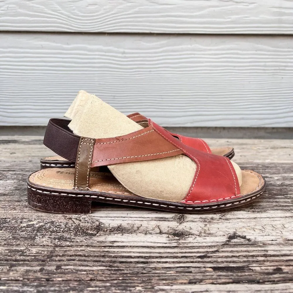 Naturalizer Slingback Sandals Womens 8.5 Red Brown N5 Comfort Leather